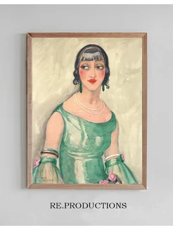 Постер Portrait of a woman in green dress - Gerda Wegener