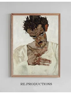 Постер Self-Portrait With Lowered Head - Egon Schiele