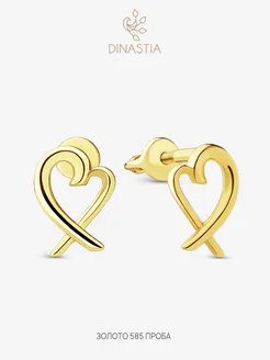 Серьги пусеты сердечки из желтого золота DINASTIA.GOLD 274302842 купить за 12 760 ₽ в интернет-магазине Wildberries