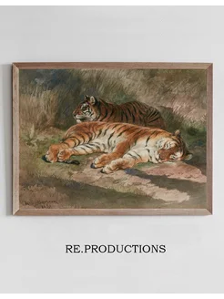 Постер Two Recumbent Tigers - Rosa Bonheur