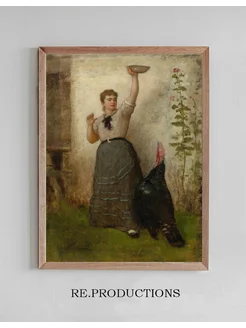 Постер Feeding The Turkey - Eastman Johnson