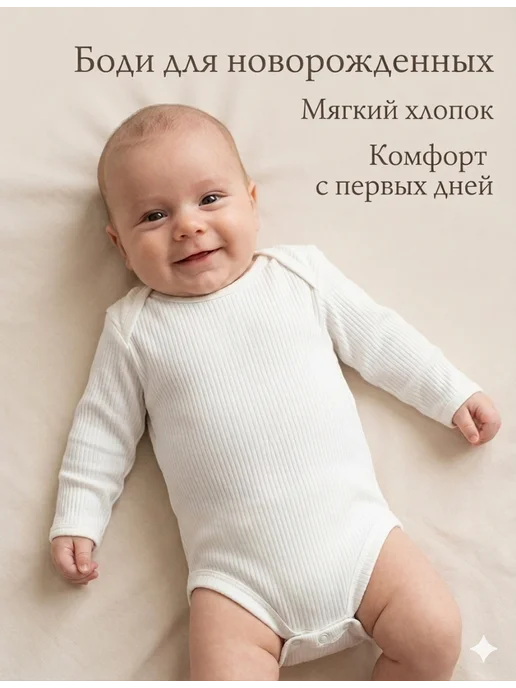 Meranjson Боди для новорожденных с длинным рукавом, белый, фото 5