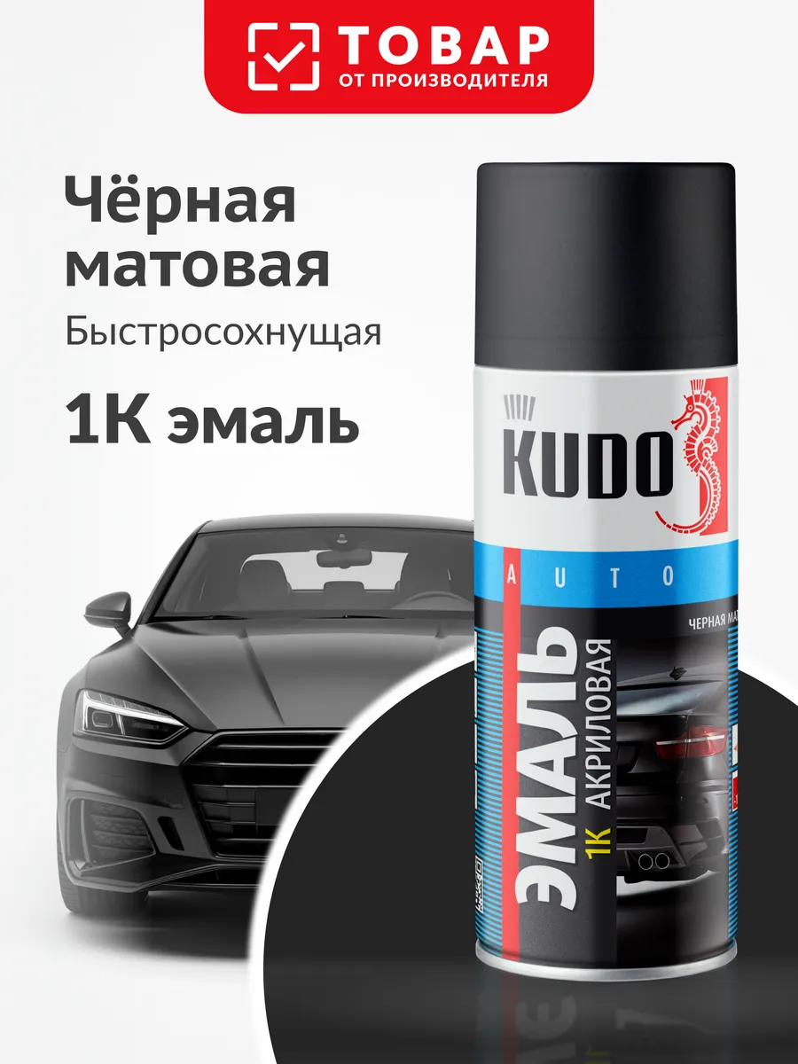Аэрозольная краска в баллончике для авто. Черная матовая
