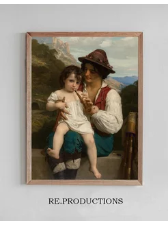 Постер La leçon de flûte - William Bouguereau