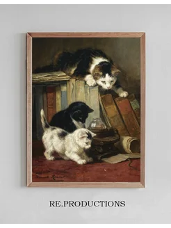 Постер Watching the prey - Henriëtte Ronner-Knip