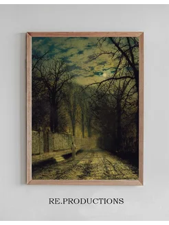 Постер A Moonlit Street - John Atkinson Grimshaw