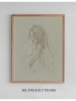 Постер Portrait of a girl with hands in - Alphonse Mucha