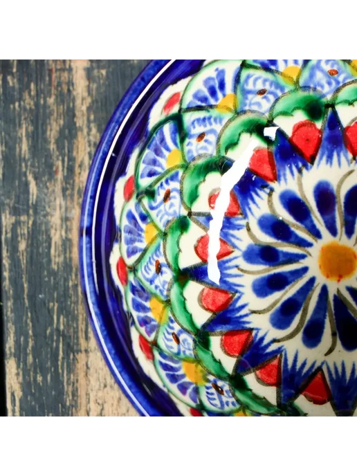 Шафран Пиала Риштанская Керамика Узоры 11.5 см большая микс, бежевый, фото 8