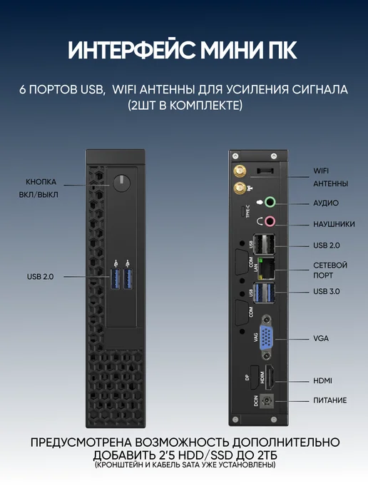 WIN-MAX Мини ПК AMD A10-8700P 4 ядра RAM 8ГБ SSD 128ГБ, 8 ГБ, 128 ГБ, фото 5