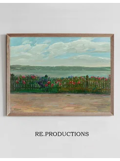 Постер Rose fence with view of the Berg - Wilhelm Trübner