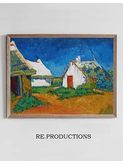 Постер Three white cottages in - Vincent van Gogh