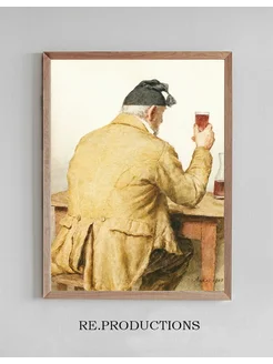 Постер Old Man Sitting At Table, Shown From - Albert Anker