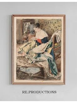 Постер Woman Sewing - Henri de Braekeleer