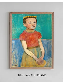 Постер Half figure of a girl with - Paula Modersohn-Becker