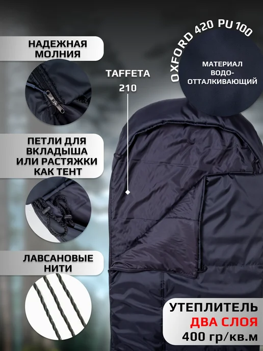 Туризм и отдых Спальный мешок зимний, черный, фото 2