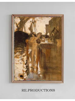 Постер Two Nude Bathers Standing on - John Singer Sargent