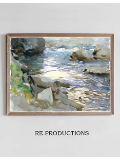 Постер Stream and Rocks - John Singer Sargent