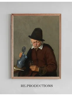 Постер A Man Holding A Tankard And A - Adriaen van Ostade