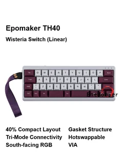 Клавиатура TH40, Wisteria Switch 40% Layout Epomaker 274882529 купить за 7 899 ₽ в интернет-магазине Wildberries