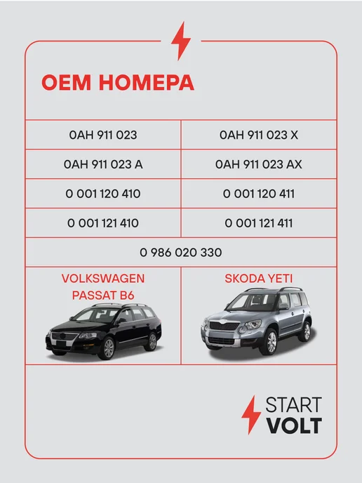 STARTVOLT Стартер Skoda Yeti Volkswagen Passat B6, вариант, фото 2