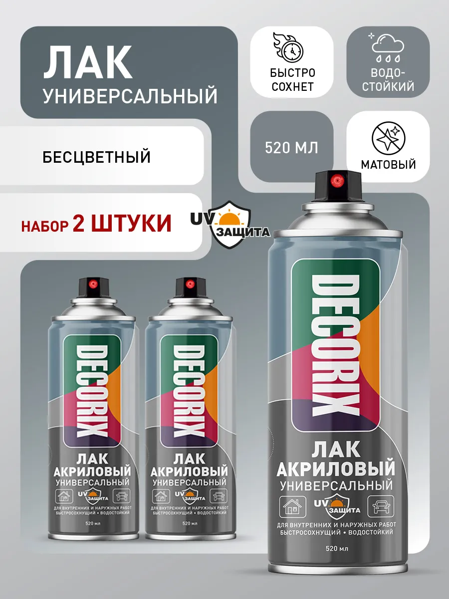 Лак с защитой от УФ аэрозольный бесцветный матовый 520 мл х2