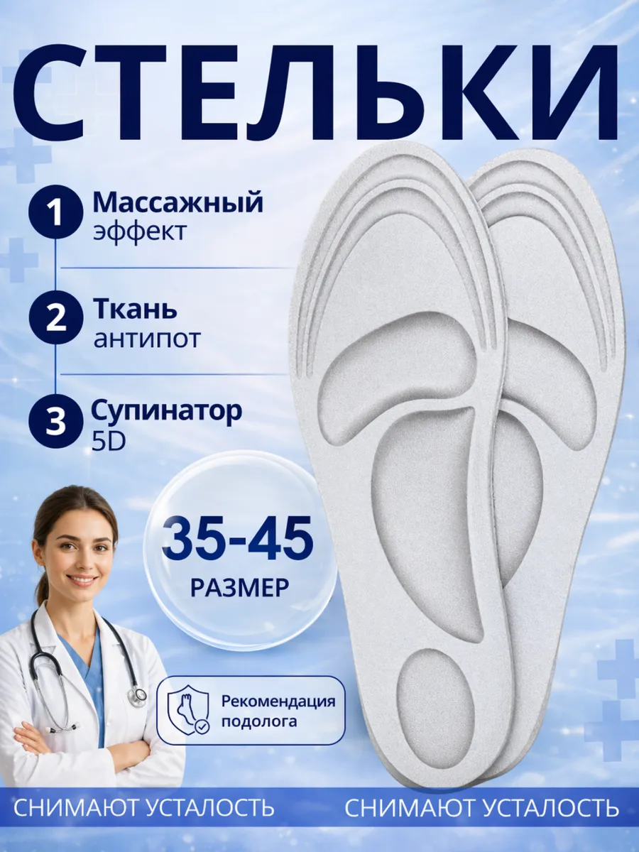 Стельки для обуви и кроссовок анатомические