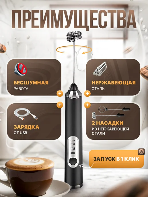 SoulSense Капучинатор электрический ручной вспениватель для молока, вариант, фото 2