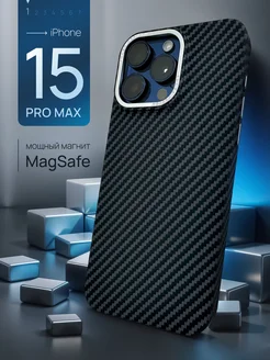 Карбоновый чехол на iPhone 15 Pro Max MagSafe защитный