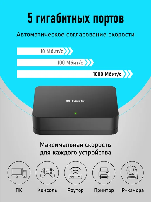 D-LINK Коммутатор DGS-1005A G1A гигабитный неуправ, 5xRJ45 1Гбит с, гигабитный неуправ 5xRJ45 1Гбит, фото 2