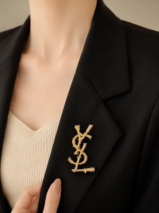 S berry Брошь стиле Ив Сан Лоран YSL, желтый, фото 2