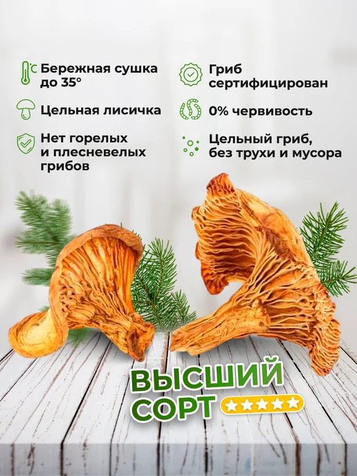 Honey-space Сушеные лисички (Высший сорт), 500 грамм, с Алтая. Сбор 2026, вариант, фото 3