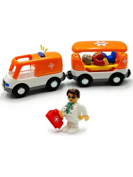 Toy'lbe Машинка Скорая помощь для деревянной железной дороги, вариант, фото 2