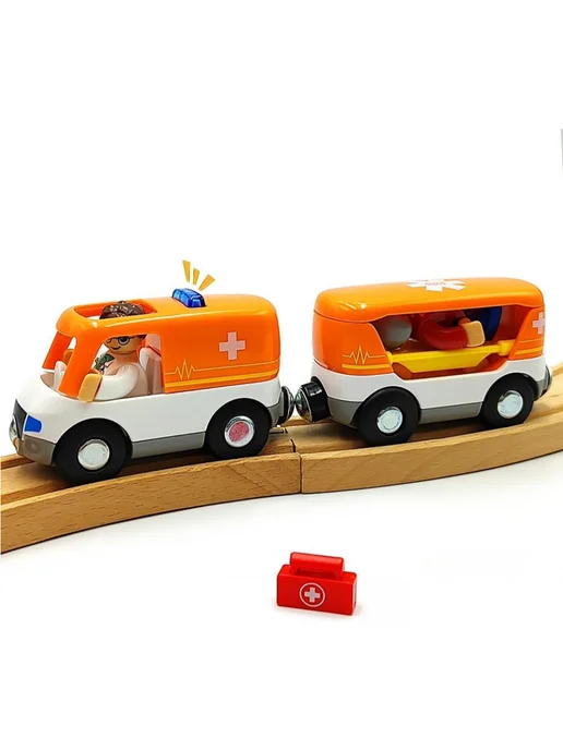 Toy'lbe Машинка Скорая помощь для деревянной железной дороги, вариант, фото 3