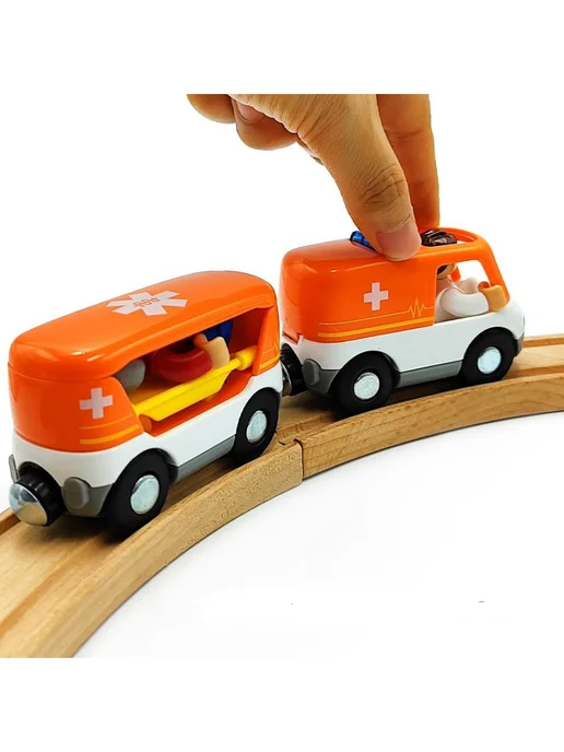 Toy'lbe Машинка Скорая помощь для деревянной железной дороги, вариант, фото 6