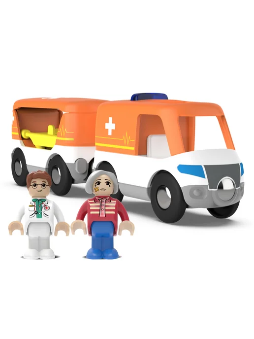 Toy'lbe Машинка Скорая помощь для деревянной железной дороги, вариант, фото 7