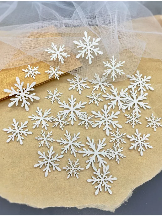 Magic for crafts Снежинки блестящие из фоамирана для декора, белый, фото 4