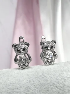 Детские серьги "Медвежата" с танцующим фианитом xuping jewelry 276410417 купить за 1 204 ₽ в интернет-магазине Wildberries