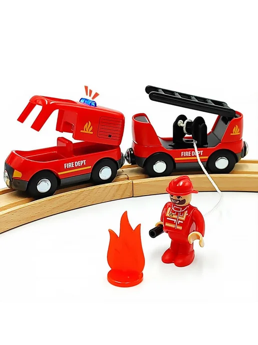Toy'lbe Машинки пожарные для деревянной железной дороги, черный, фото 2