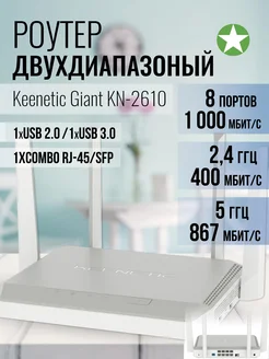 Двухдиапазонный Wi-Fi Роутер Giant (KN-2610) KEENETIC 276619625 купить за 12 617 ₽ в интернет-магазине Wildberries