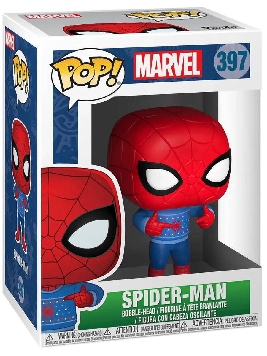 Фигурка Funko башкотряс Марвел Holiday Spider-Man w/Sweater