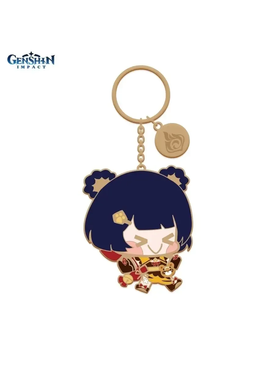 Брелок Геншин Импакт металл Chibi Xiangling Сян Лин аниме