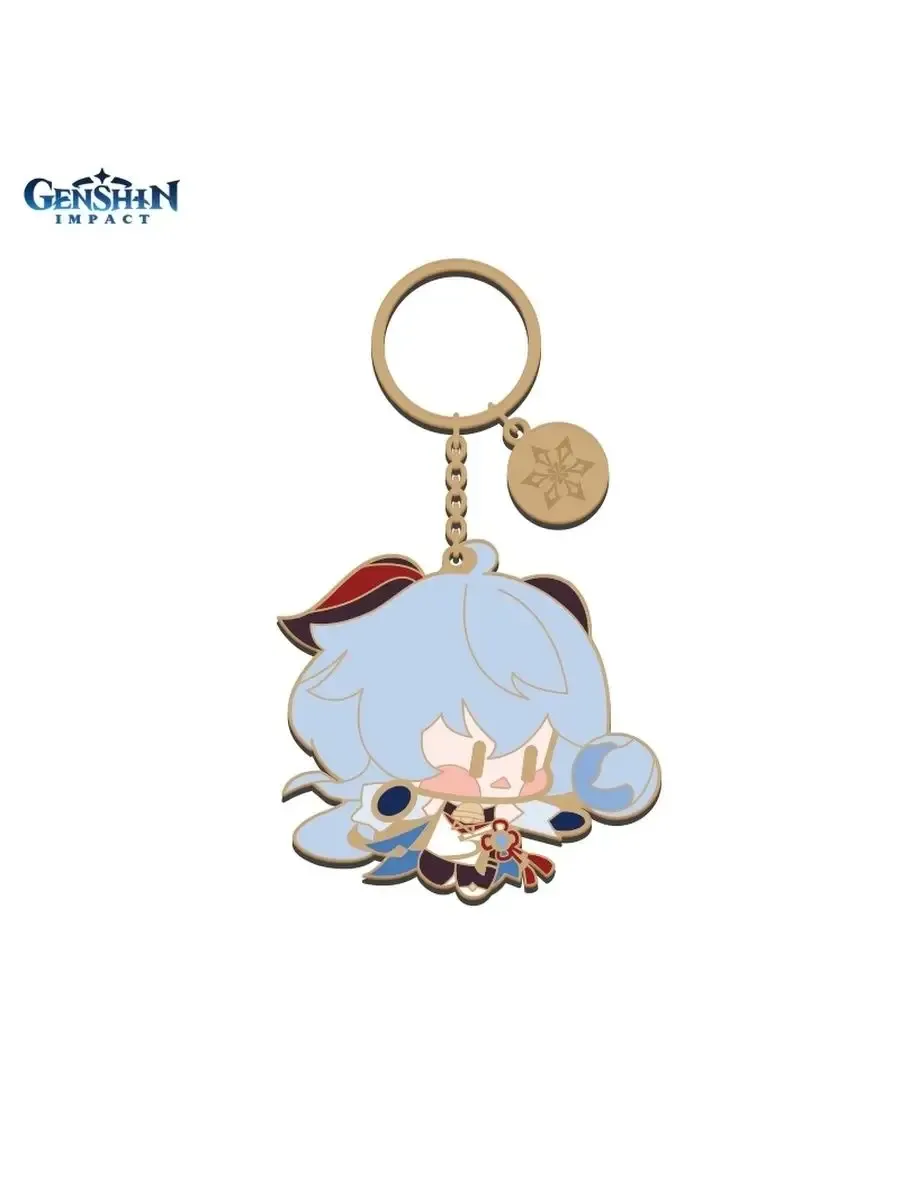 Брелок Геншин Импакт металл Chibi Ganyu Гань Юй аниме