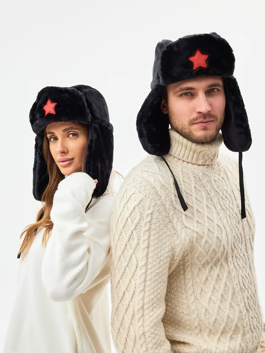 Шапка ушанка из ЭКО меха в...