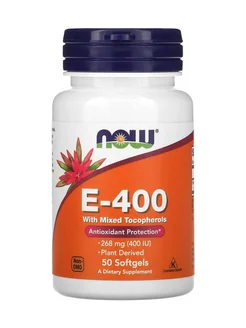 Витамин Е, Vitamin E 400, 50 капсул