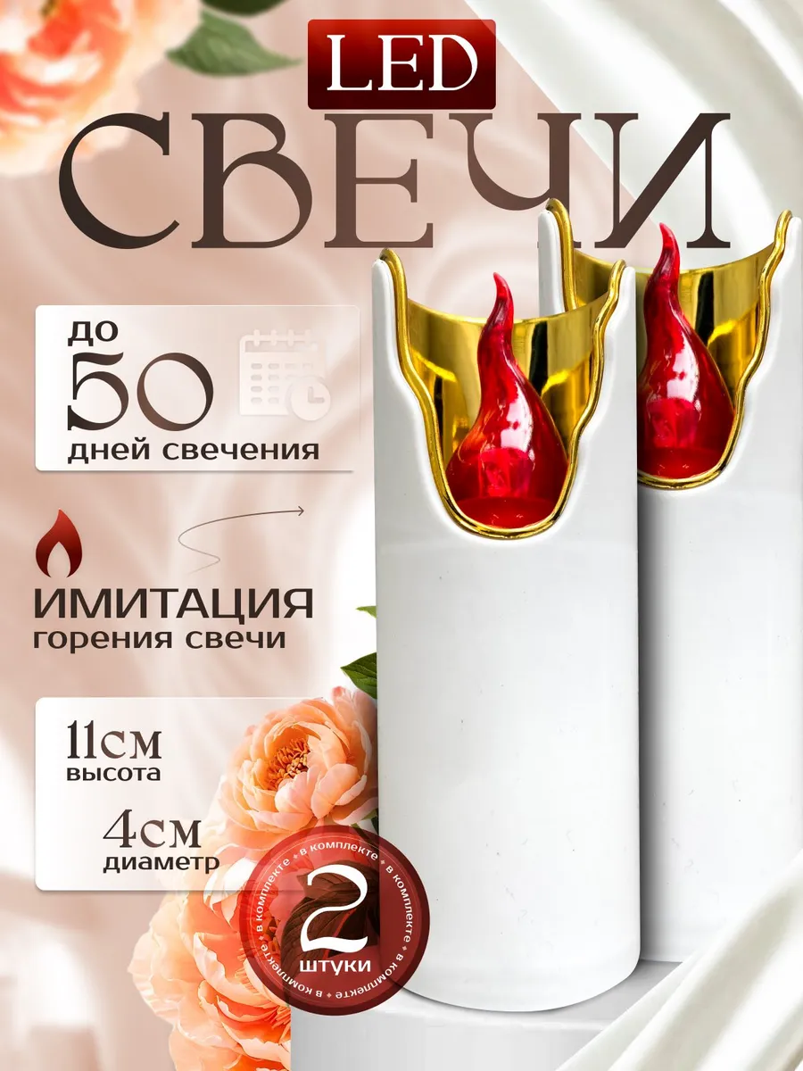Свечи в лампаду электрические LED 2 штуки