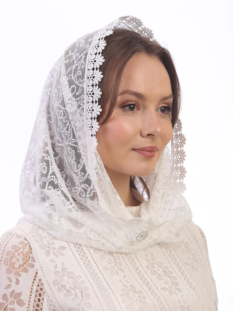 Платок для храма,церковь,венчание,крестин,ниспадающий