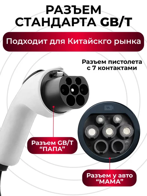 NEW CHARGE Зарядное устройство для электромобиля GBT 7kw, 32A 7 кв 5м, 5 м, фото 2