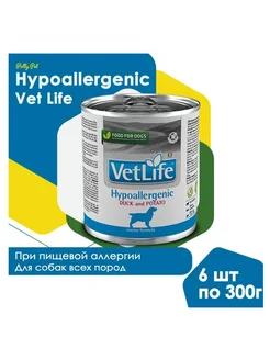 Vet Life Hypoallergenic влажный корм для собак 300 г х 6 шт