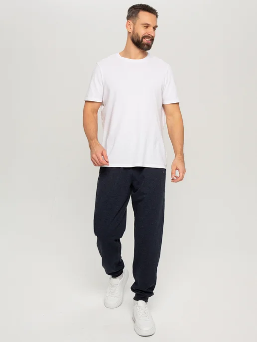 Forall Textile Спортивные штаны джоггеры больших размеров хлопок без начеса, синий, фото 7