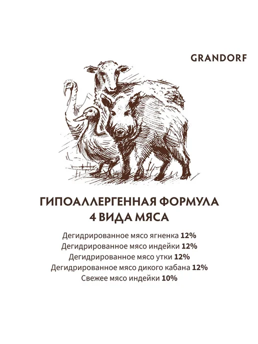 Сухой корм Grandorf' для собак, крупные, средние, мясо, 1 кг, фото 5